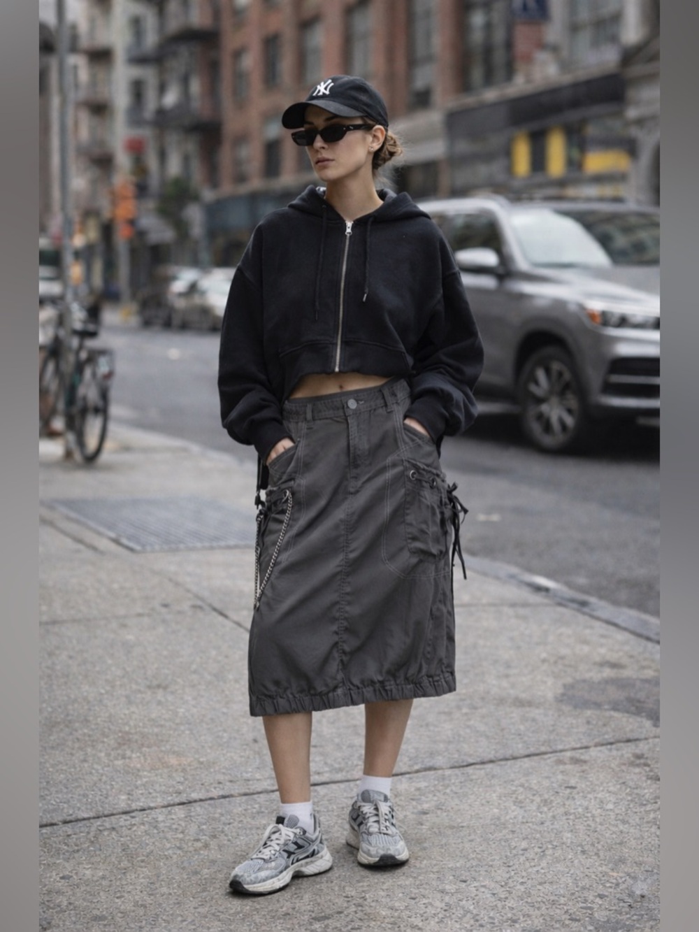 Cassidi Boutique Gray Cargo Midi Skirt - Size 12